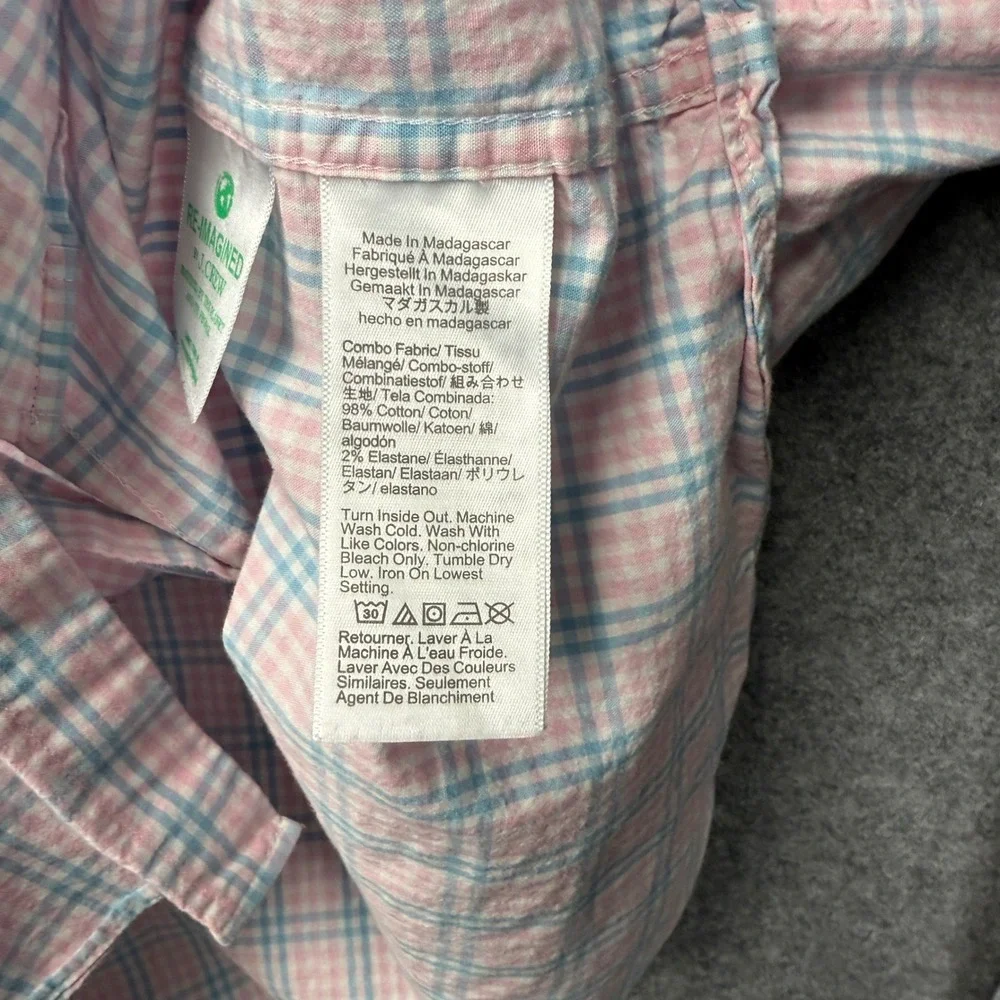 J. Crew Slim Fit Flex‎ Washed Plaid Button Down Shirt Men's Medium Pink Blue